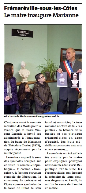 Inauguration du buste de Marianne à la mairie de Frémeréville par le Maire Vincent Lacorde